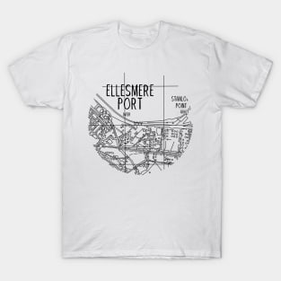 Ellesmere Port Map (B&W) T-Shirt